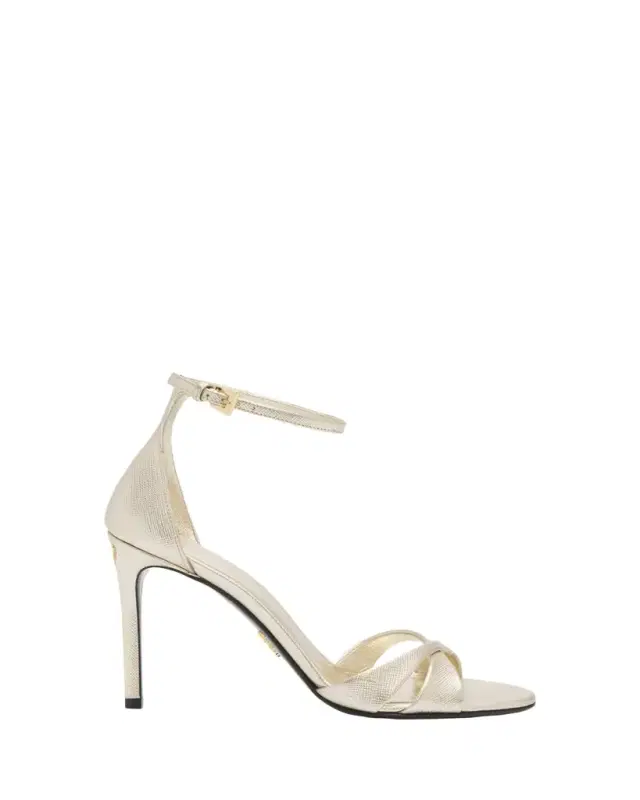 95mm Vernice Saffiano Leather Ankle-Strap Sandals