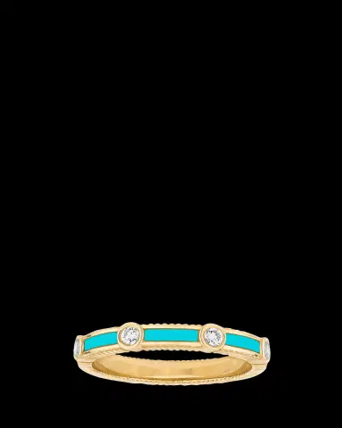 Viltier Rayon 18K Yellow Gold, Turquoise & 0.23 TCW Diamond Ring | Thumbnail 2