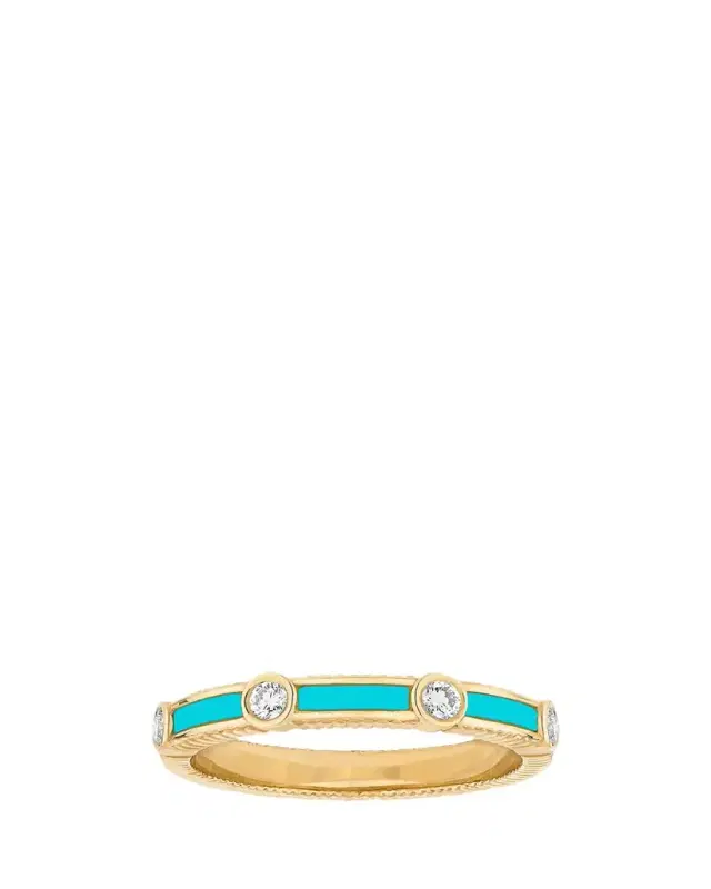 Viltier Rayon 18K Yellow Gold, Turquoise & 0.23 TCW Diamond Ring