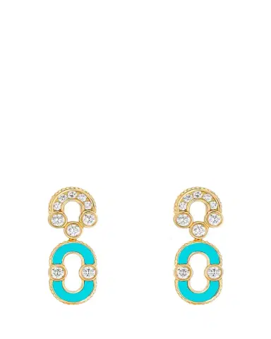 Viltier 18K Gold, Turquoise & 0.95 TCW Drop Earrings | Thumbnail 1