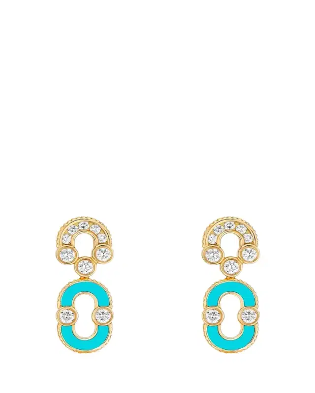 Viltier 18K Gold, Turquoise & 0.95 TCW Drop Earrings