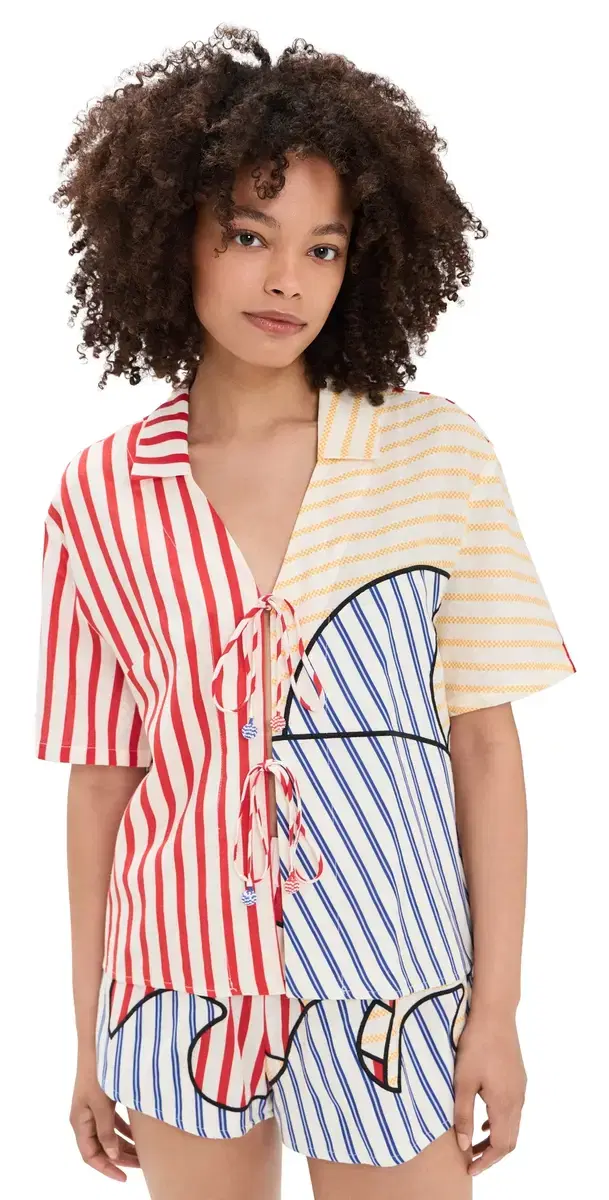 Navy Stripes Off-White Blouse Navy Stripes Off White