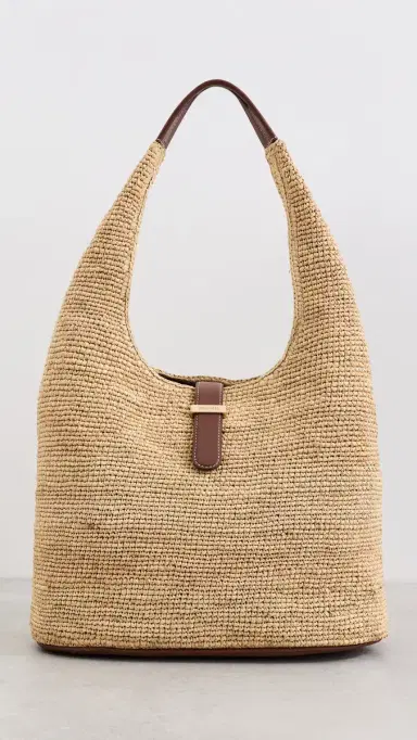 SIMKHAI Khai Large Raffia Hobo Bag Natural Sequoia One Size | Thumbnail 2