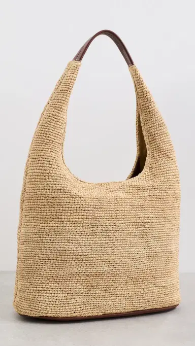SIMKHAI Khai Large Raffia Hobo Bag Natural Sequoia One Size | Thumbnail 4