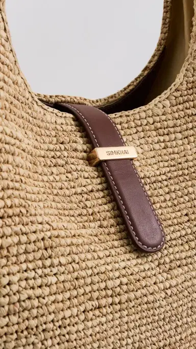 SIMKHAI Khai Large Raffia Hobo Bag Natural Sequoia One Size | Thumbnail 5