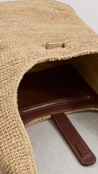 SIMKHAI Khai Large Raffia Hobo Bag Natural Sequoia One Size | Thumbnail 6