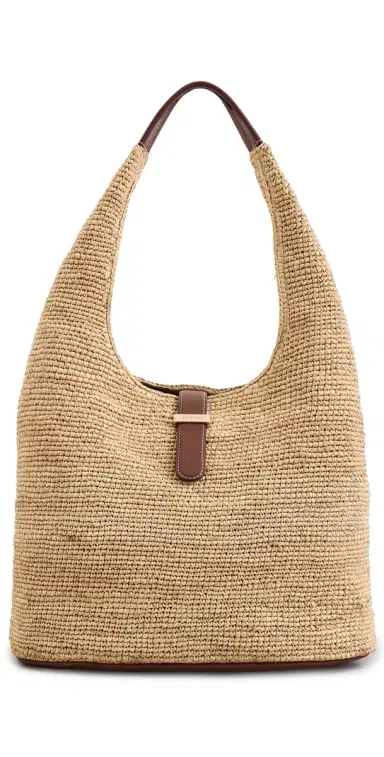 SIMKHAI Khai Large Raffia Hobo Bag Natural Sequoia One Size | Thumbnail 1