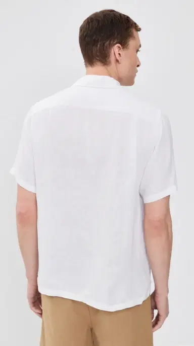 Portuguese Flannel Linen Camp Collar Shirt White | Thumbnail 3