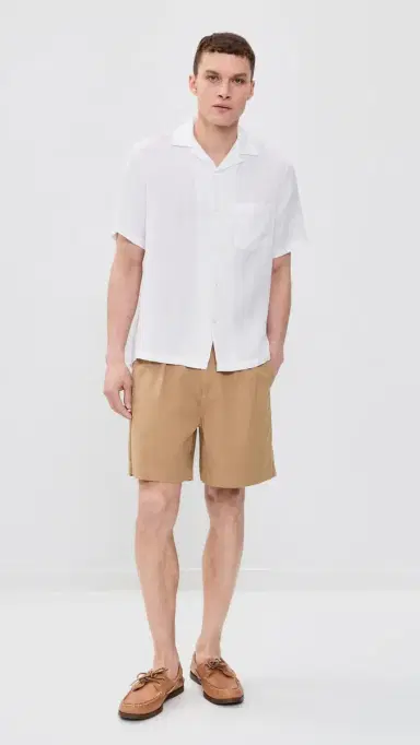 Portuguese Flannel Linen Camp Collar Shirt White L | Thumbnail 5