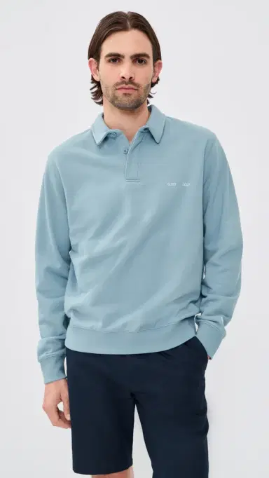 Quiet Golf Monogram Washed Rugby Sweater Blue | Thumbnail 2