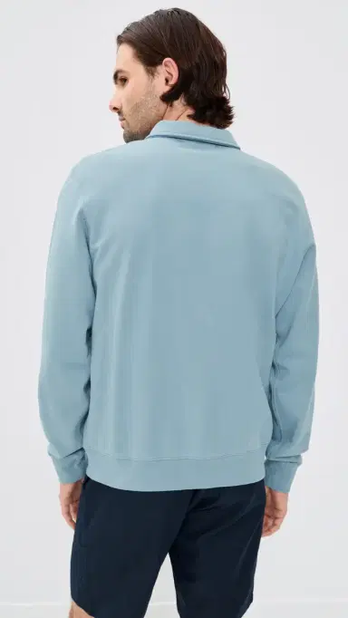 Quiet Golf Monogram Washed Rugby Sweater Blue | Thumbnail 3