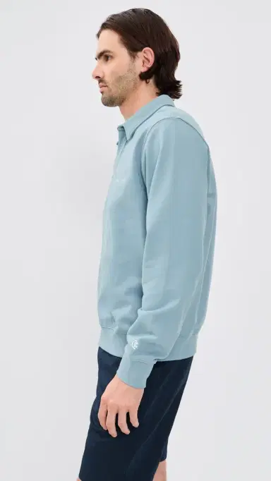 Quiet Golf Monogram Washed Rugby Sweater Blue | Thumbnail 4