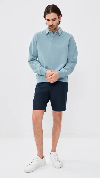 Quiet Golf Monogram Washed Rugby Sweater Blue | Thumbnail 5