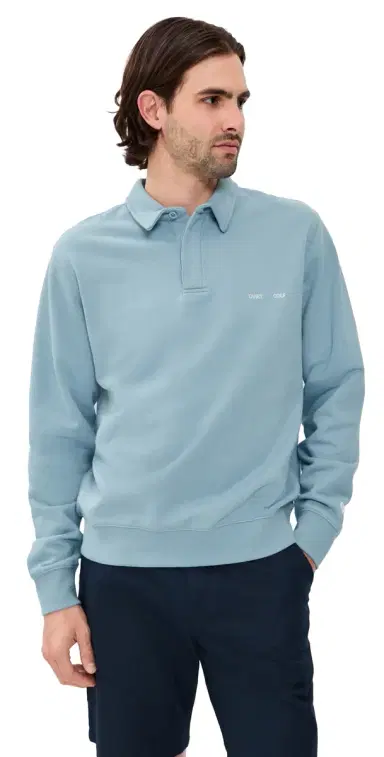 Quiet Golf Monogram Washed Rugby Sweater Blue | Thumbnail 1