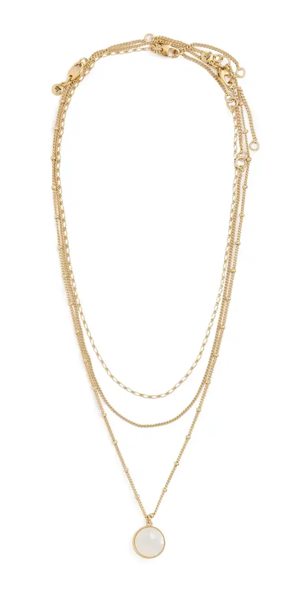 Madewell Three-Pack Mother of Pearl Necklace Set Vintage Gold One Size