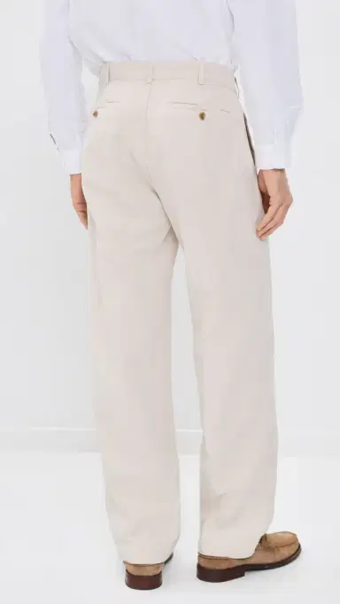Knickerbocker Canal Pleated Twill Cotton and Linen Pants Birch | Thumbnail 3