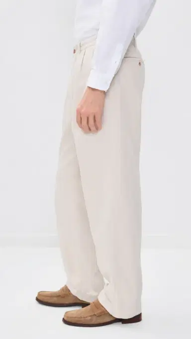 Knickerbocker Canal Pleated Twill Cotton and Linen Pants Birch | Thumbnail 4