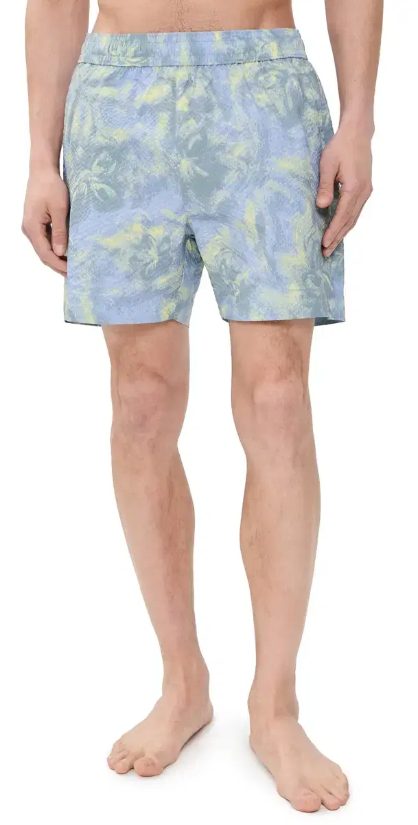 Printed Seersucker Swim Shorts 5 Arctic Ice/Pastel Yellow Printed Seersucker Swim Shorts 5 Arctic Ice/Pastel Yellow