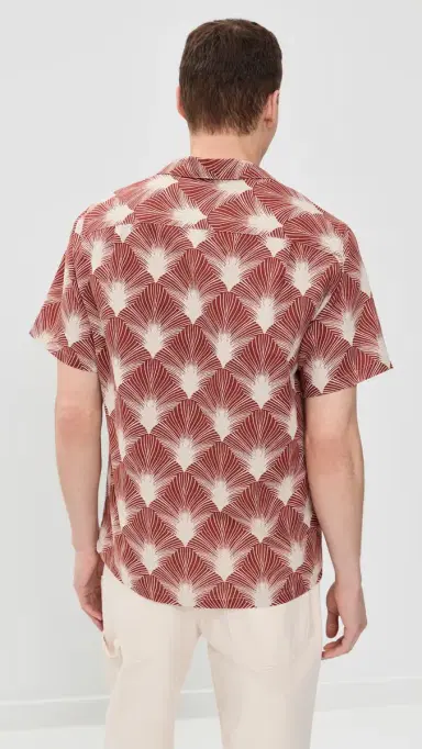 Portuguese Flannel Feathers Camp Shirt Deep Red/Raw | Thumbnail 3 Portuguese Flannel Feathers Camp Shirt Deep Red/Raw | Thumbnail 3