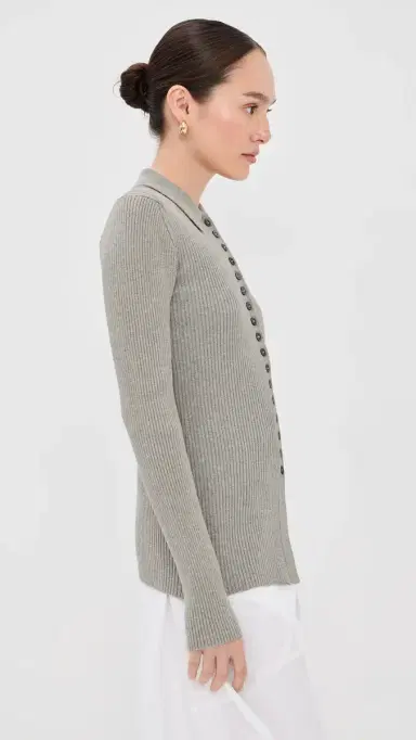 RÓHE Elongated Ribbed Cardigan Light Grey Melange | Thumbnail 4 RÓHE Elongated Ribbed Cardigan Light Grey Melange | Thumbnail 4