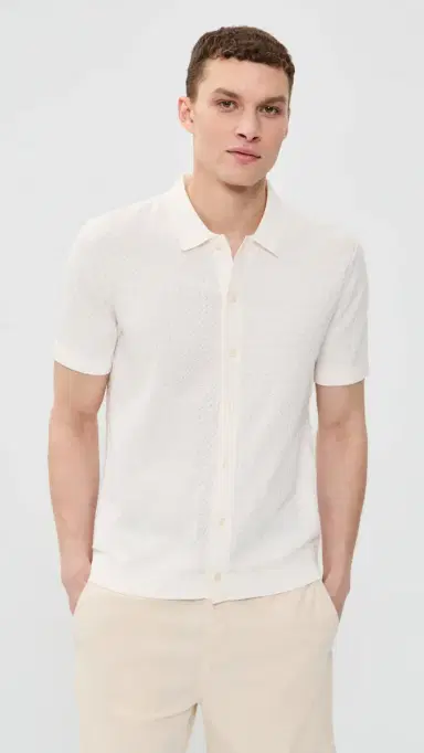 Theory Carin Short Sleeve Shirt in Tactile Cotton Winter | Thumbnail 2 Theory Carin Short Sleeve Shirt in Tactile Cotton Winter | Thumbnail 2