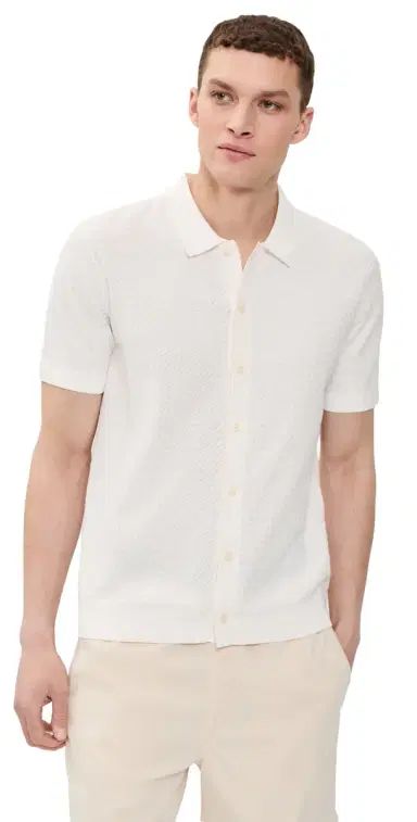 Theory Carin Short Sleeve Shirt in Tactile Cotton Winter | Thumbnail 1 Theory Carin Short Sleeve Shirt in Tactile Cotton Winter | Thumbnail 1