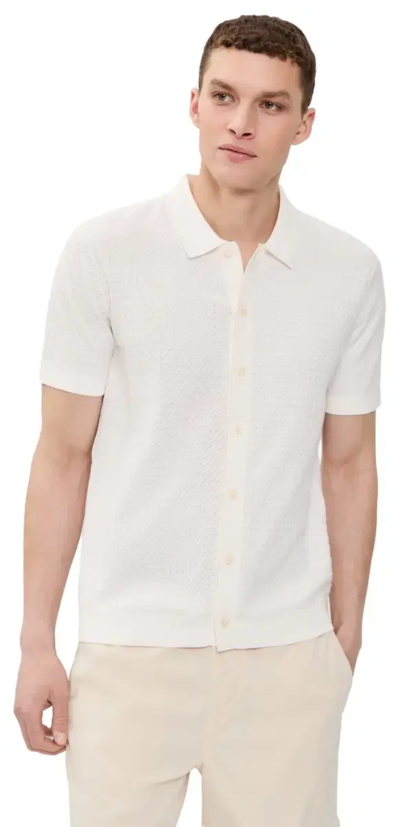 Theory Carin hort leeve hirt in Tactile Cotton Winter
