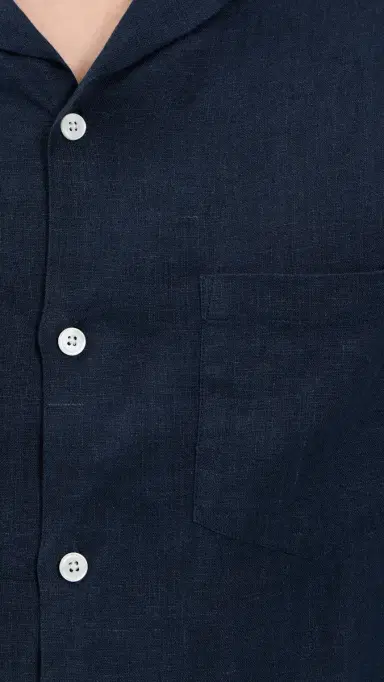 Portuguese Flannel Linen Camp Collar Shirt Navy L | Thumbnail 6 Portuguese Flannel Linen Camp Collar Shirt Navy L | Thumbnail 6