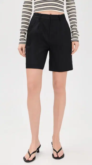 Alice + Olivia Conry Relaxed Long Pleated Bermuda Shorts Black | Thumbnail 2 Alice + Olivia Conry Relaxed Long Pleated Bermuda Shorts Black | Thumbnail 2