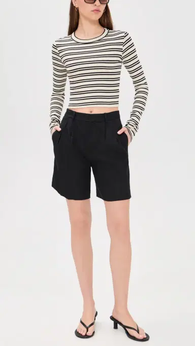 Alice + Olivia Conry Relaxed Long Pleated Bermuda Shorts Black | Thumbnail 5 Alice + Olivia Conry Relaxed Long Pleated Bermuda Shorts Black | Thumbnail 5