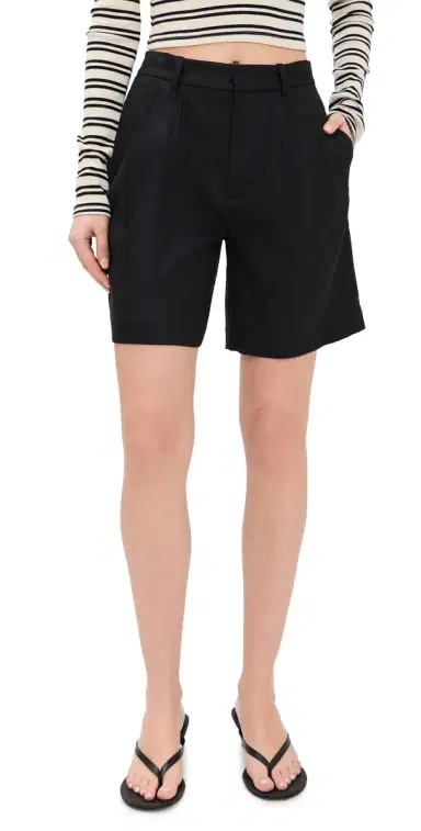 Alice + Olivia Conry Relaxed Long Pleated Bermuda Shorts Black | Thumbnail 1 Alice + Olivia Conry Relaxed Long Pleated Bermuda Shorts Black | Thumbnail 1