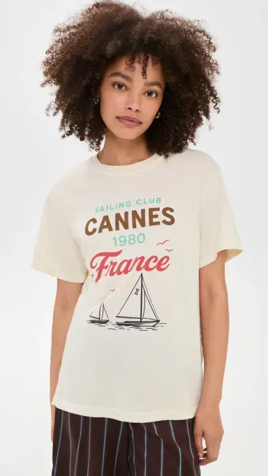Sunny Somewhere Sailing Club Cannes Boyfriend Tee Off White | Thumbnail 2 Sunny Somewhere Sailing Club Cannes Boyfriend Tee Off White | Thumbnail 2