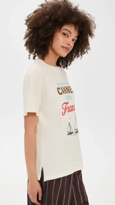 Sunny Somewhere Sailing Club Cannes Boyfriend Tee Off White | Thumbnail 4 Sunny Somewhere Sailing Club Cannes Boyfriend Tee Off White | Thumbnail 4