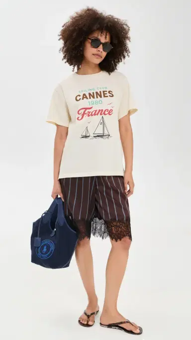 Sunny Somewhere Sailing Club Cannes Boyfriend Tee Off White | Thumbnail 5 Sunny Somewhere Sailing Club Cannes Boyfriend Tee Off White | Thumbnail 5