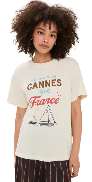 Sunny Somewhere Sailing Club Cannes Boyfriend Tee Off White | Thumbnail 1 Sunny Somewhere Sailing Club Cannes Boyfriend Tee Off White | Thumbnail 1
