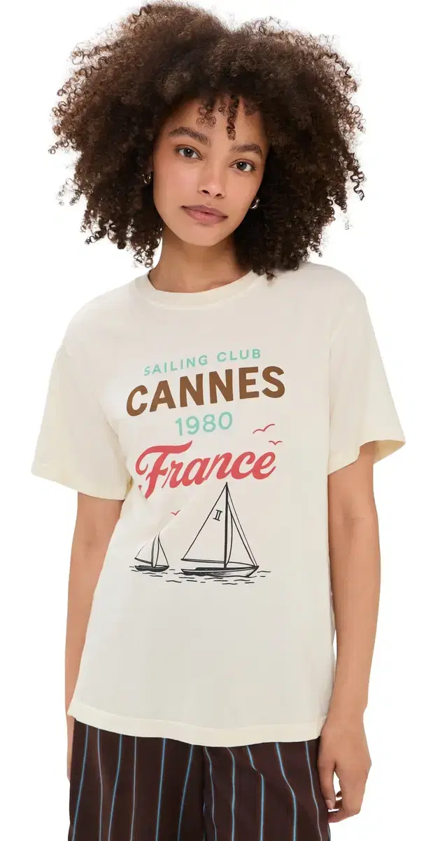 Sunny Somewhere ailing Club Cannes Boyfriend Tee Off White