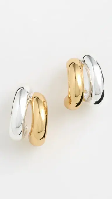Jenny Bird Mini Florence Hoop Earrings Two-Tone One Size | Thumbnail 2