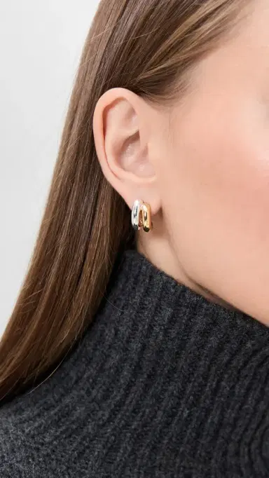 Jenny Bird Mini Florence Hoop Earrings Two-Tone One Size | Thumbnail 3
