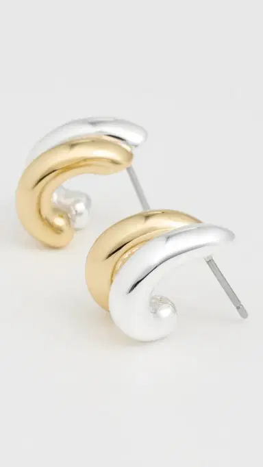 Jenny Bird Mini Florence Hoop Earrings Two-Tone One Size | Thumbnail 4