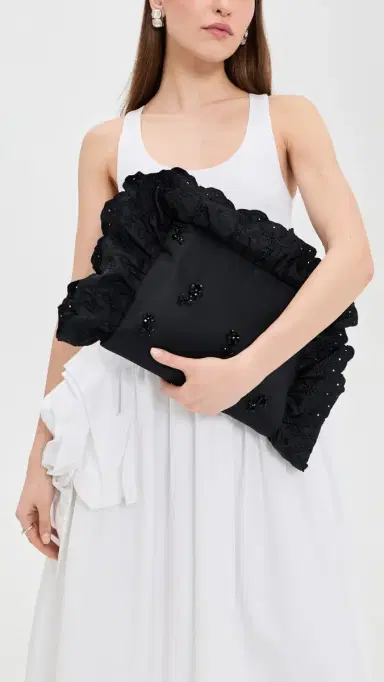 Simone Rocha Pillowcase Embroidered Clutch Bag Black/Jet One Size | Thumbnail 3 Simone Rocha Pillowcase Embroidered Clutch Bag Black/Jet One Size | Thumbnail 3