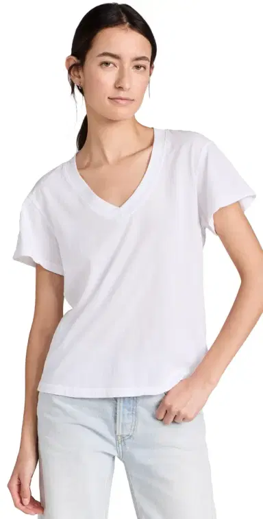 perfectwhitetee Hendrix Cotton Boxy V Neck Tee White | Thumbnail 1 perfectwhitetee Hendrix Cotton Boxy V Neck Tee White | Thumbnail 1
