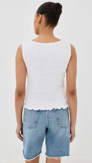 Madewell Smocked Boat Neck Tank White | Thumbnail 3 Madewell Smocked Boat Neck Tank White | Thumbnail 3