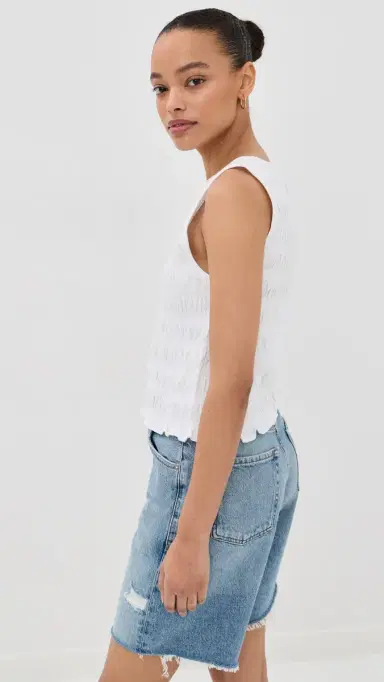 Madewell Smocked Boat Neck Tank White | Thumbnail 4 Madewell Smocked Boat Neck Tank White | Thumbnail 4