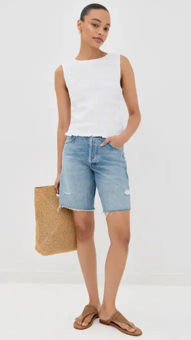 Madewell Smocked Boat Neck Tank White | Thumbnail 5 Madewell Smocked Boat Neck Tank White | Thumbnail 5