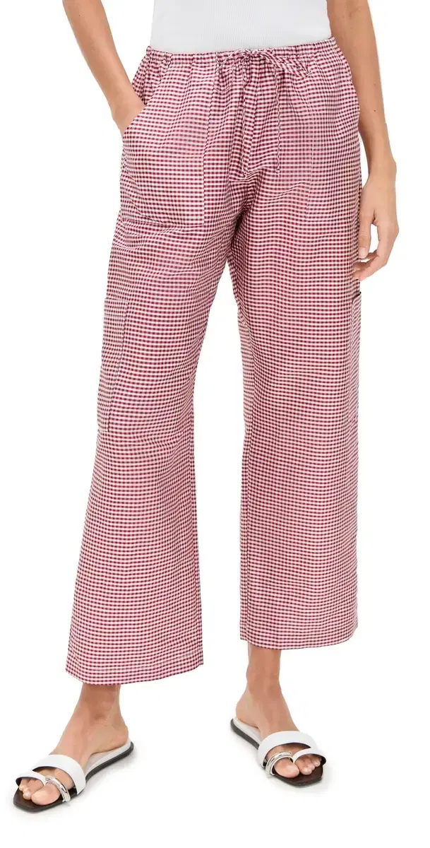 The Taffeta Gingham Drawstring Cargo Pants Bell Pepper