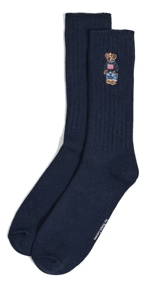 Polo Ralph Lauren Polo Bear Ribbed Crew Socks Navy