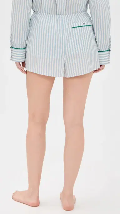 Lunya Airy Cotton Piped Shorts tillwater tripe/pring | Thumbnail 3