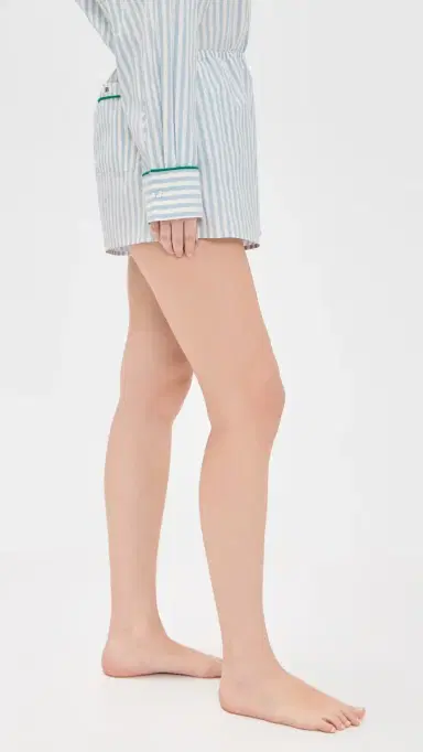Lunya Airy Cotton Piped Shorts tillwater tripe/pring | Thumbnail 4