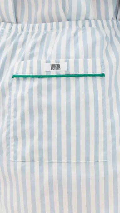Lunya Airy Cotton Piped Shorts tillwater tripe/pring | Thumbnail 6