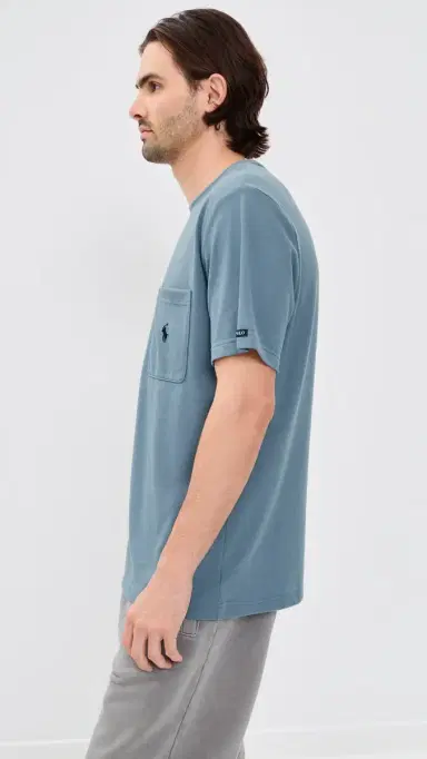 Polo Ralph Lauren Underwear Feather Weight Mesh Pocket Crew Tee Bluestone/Cruise Navy PP | Thumbnail 4